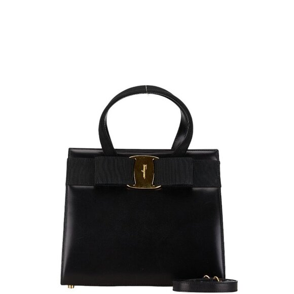 SALVATORE FERRAGAMO Black Leather Shoulder Bag - Picture 1 of 12